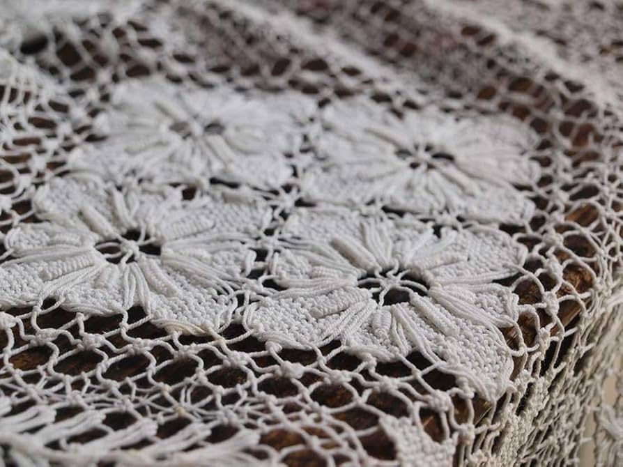 色糸Vintageフィレレース　生成り　円形　フリークロス Amazon.co.jp: フィレレース丸 テーブルクロス 刺繍レース 花柄